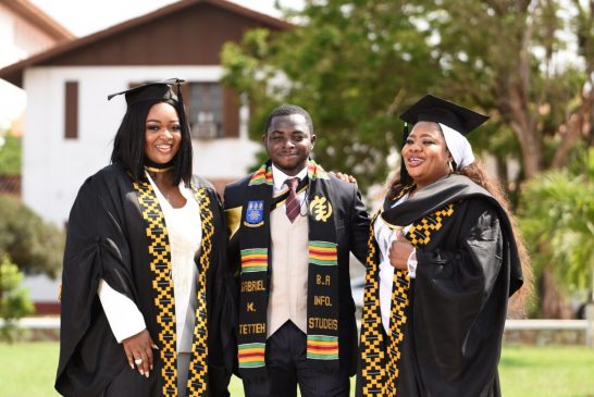 Photos of Ghanaian actress, Jackie Appiah and her manager graduating from the University of Ghana hit online