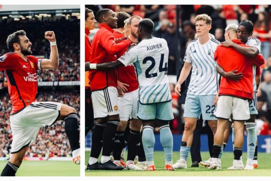 English Premier League: Manchester United beat Nottingham Forest 3-2