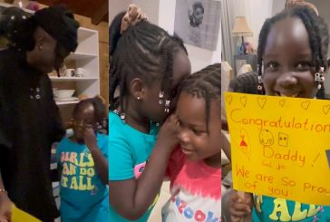 Video: How the kids of Stonebwoy welcomed him home after his final GIMPA exams