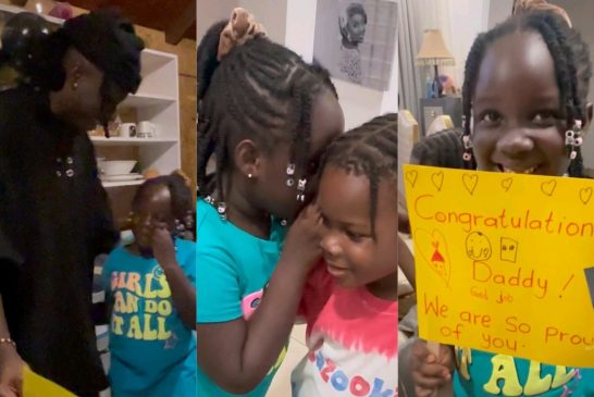 Video: How the kids of Stonebwoy welcomed him home after his final GIMPA exams